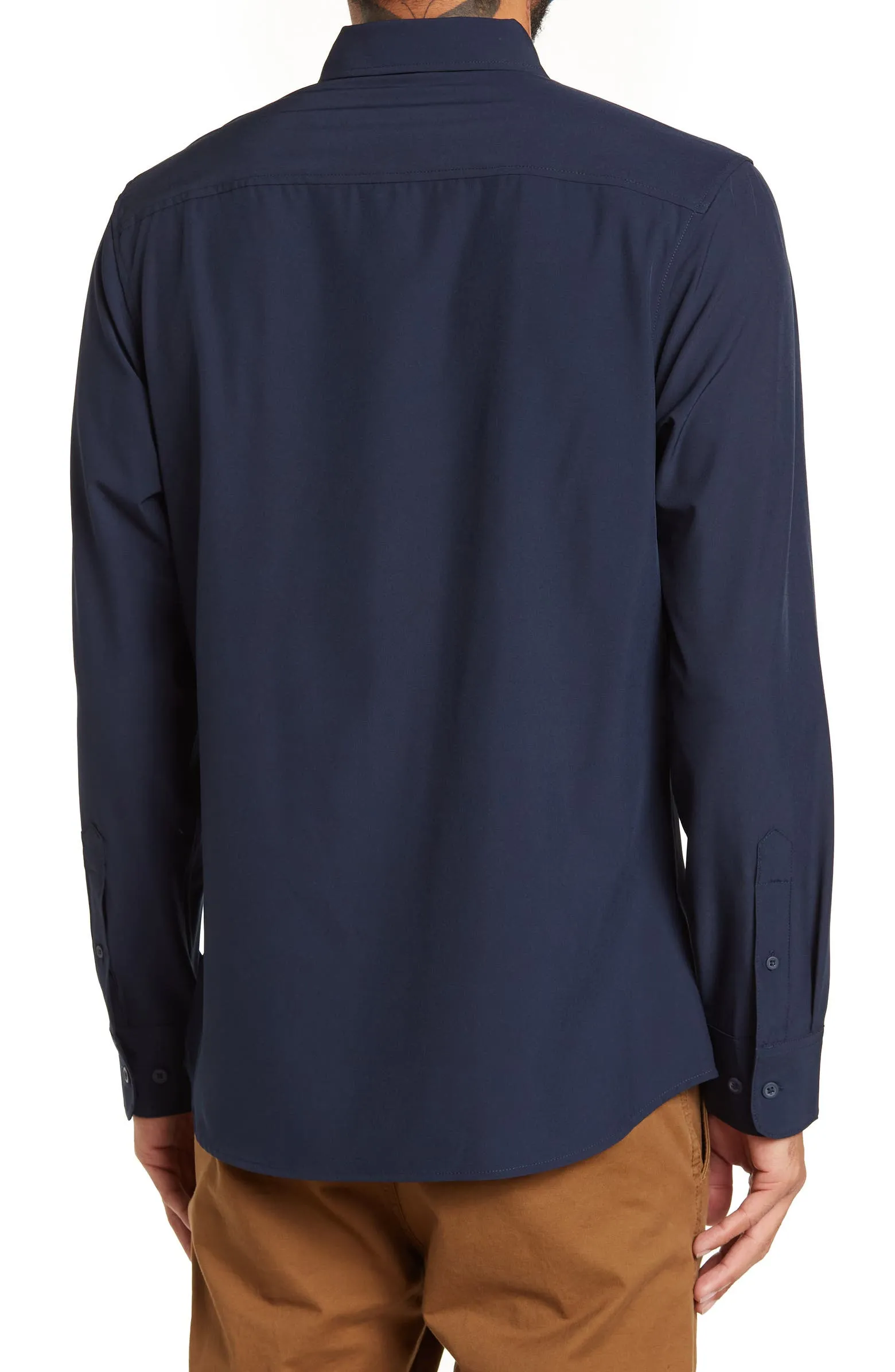 14th & Union Slim Fit Navy Stretch Performance Button-up Shirt