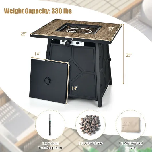 40 000 BTU 28 Inches Propane Gas Fire Pit Table With Cover