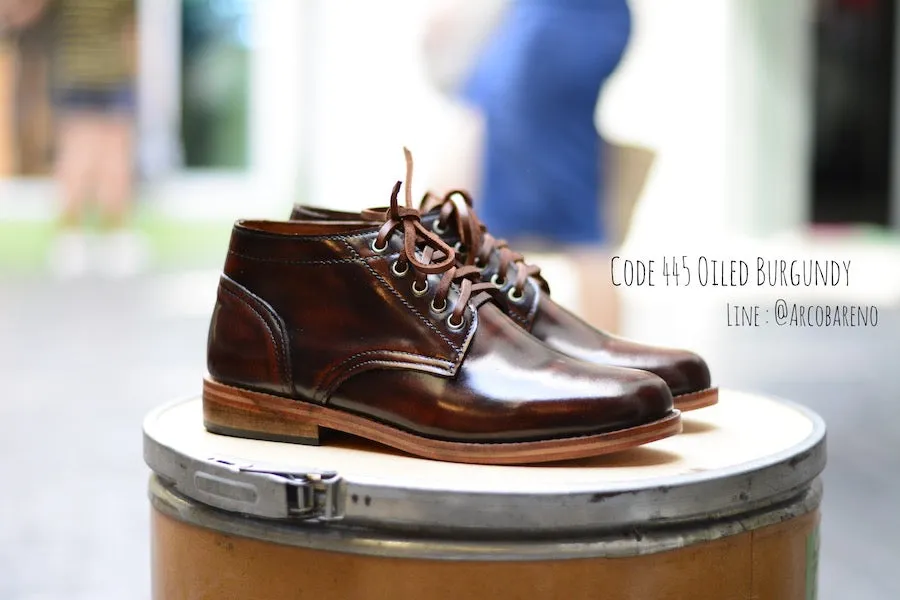 446 Derby Hi-Cut Burgundy Wooden Soles