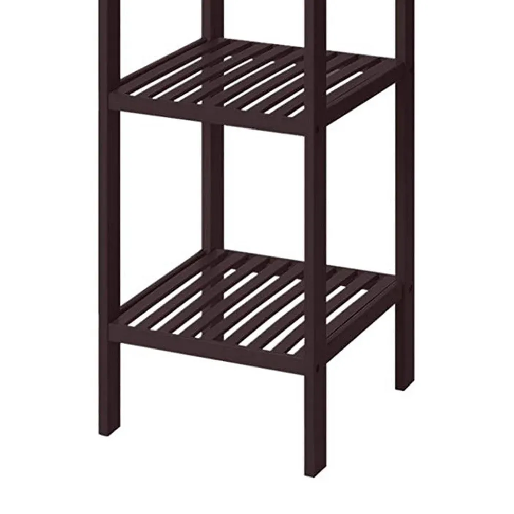 57 Inch Multifunctional Storage Rack Shelves, 5 Tier, Bamboo, Dark Brown By Casagear Home
