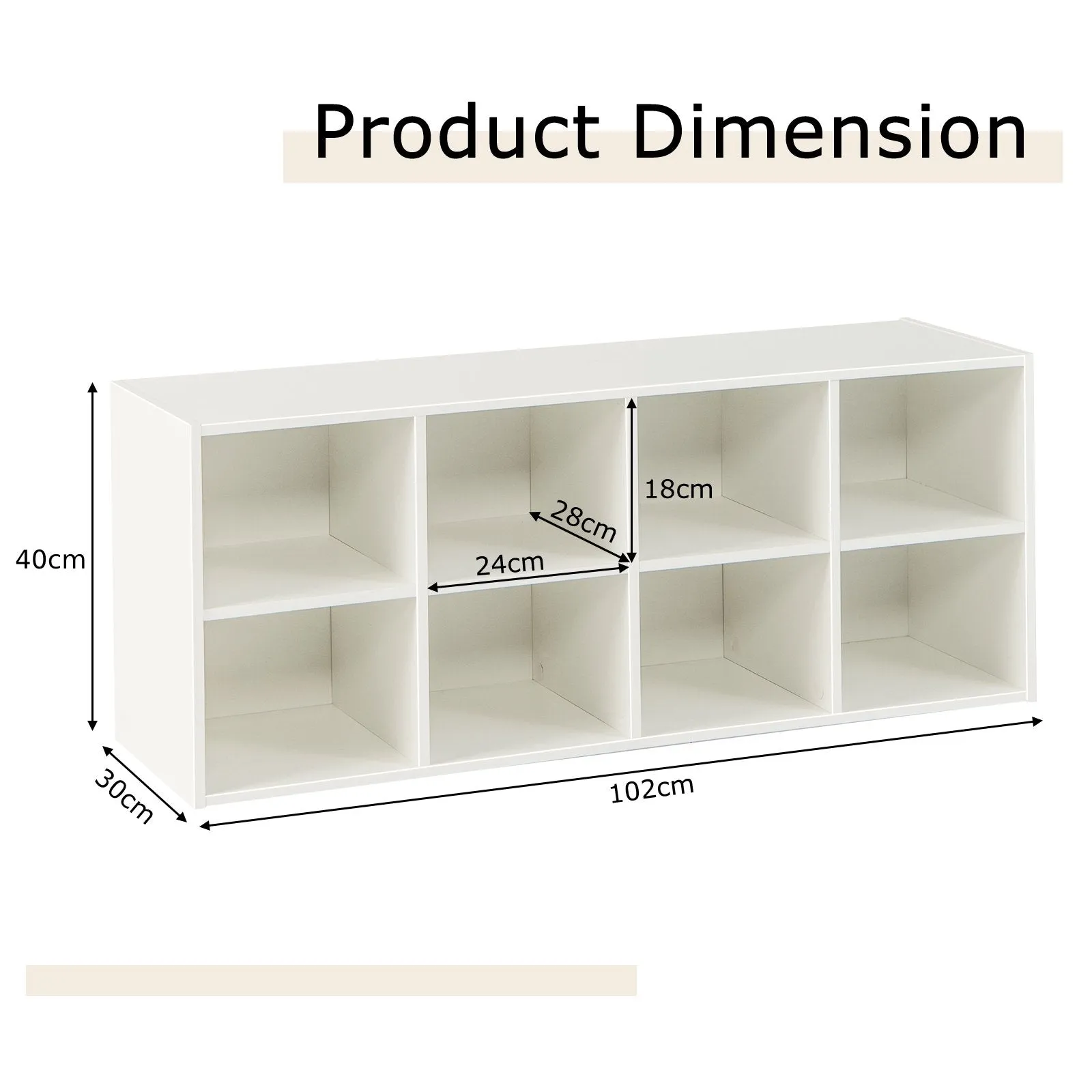 8 Grid Shoe Bench 2 in 1 Shoe Organizer with 8 Storage Cubbies-White