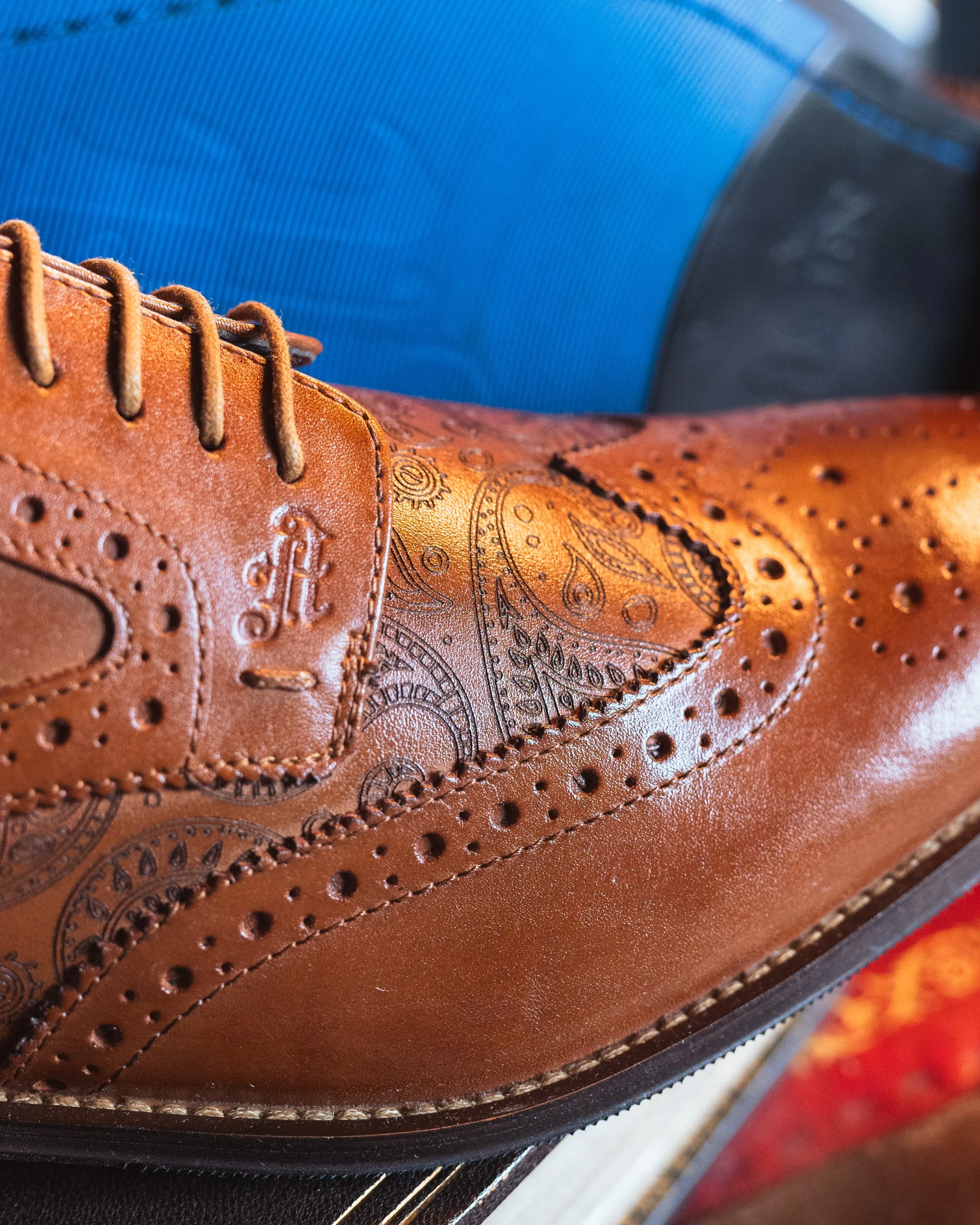 Amen Tan Paisley Etch Brogues