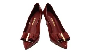 Authentic Salvatore Ferragamo Red Patent Leather Zeri Pointed Toe Pump Size 7.5