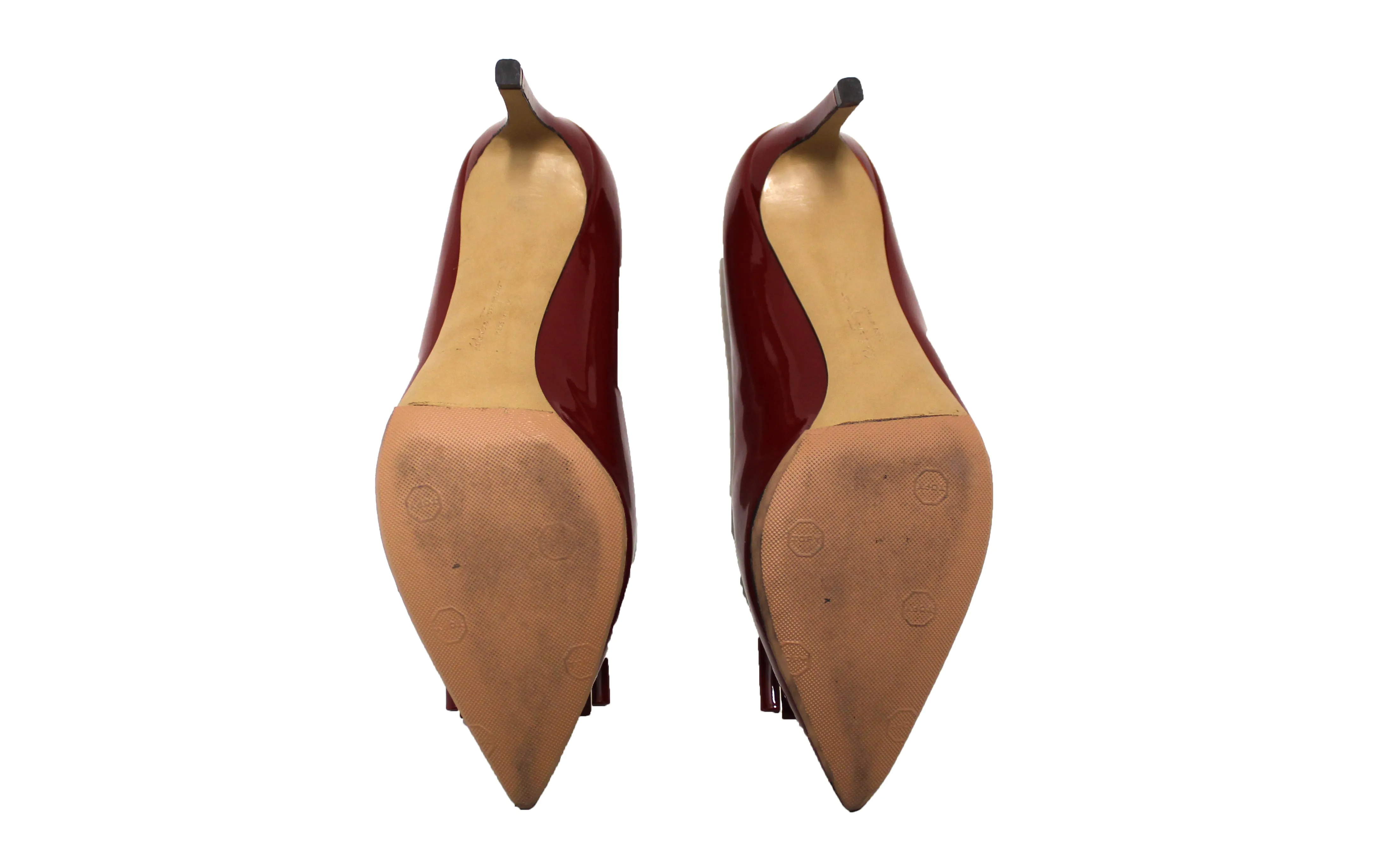 Authentic Salvatore Ferragamo Red Patent Leather Zeri Pointed Toe Pump Size 7.5