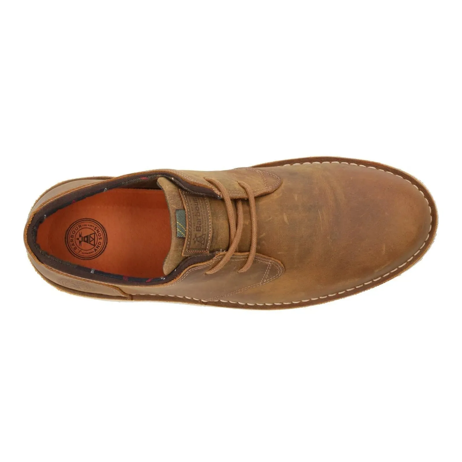 BARBOUR Acer Derby Shoe Lace Up Cognac Brown Leather RRP120