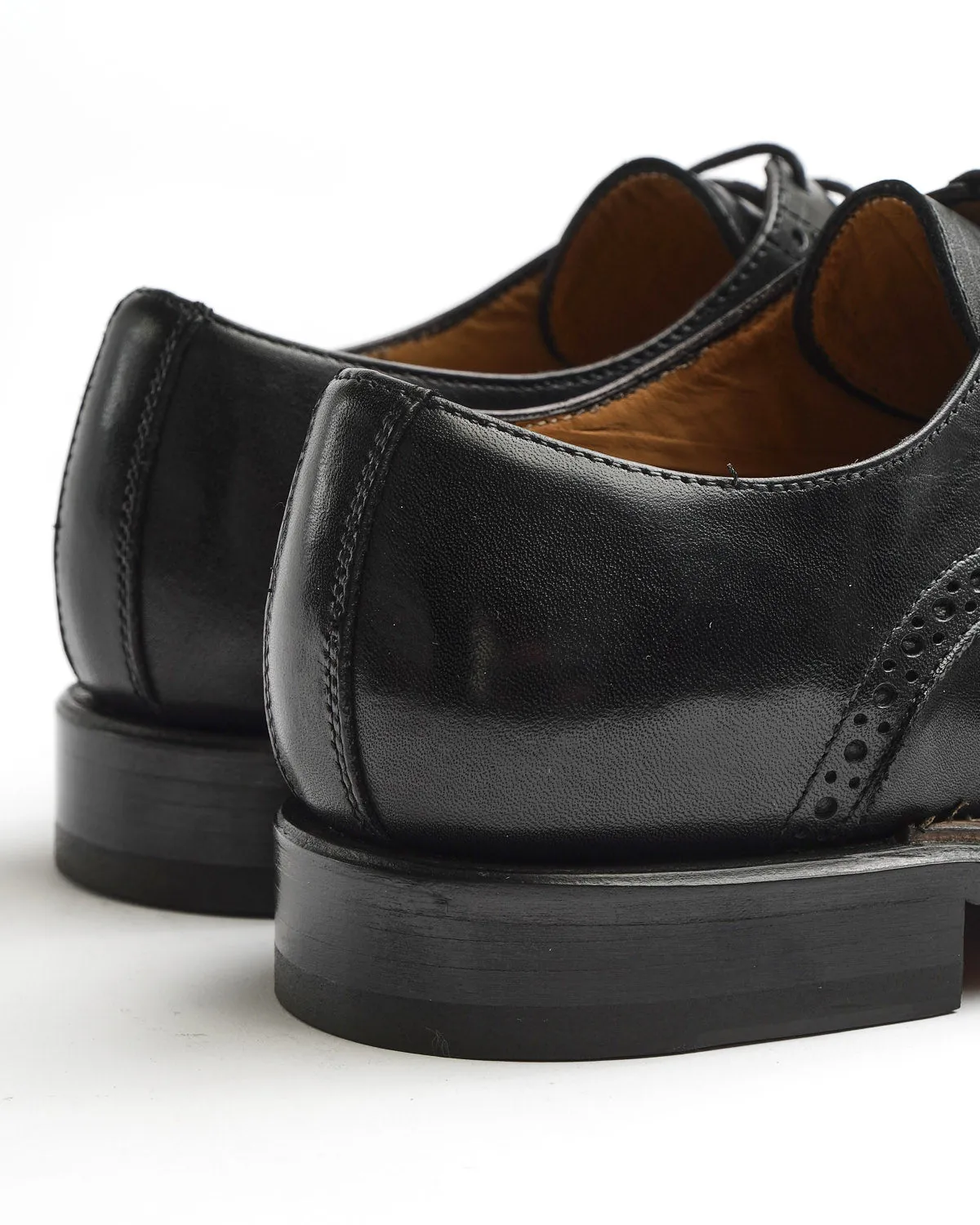 Black Calf Brogued Cap Toe Derby Dress Shoe
