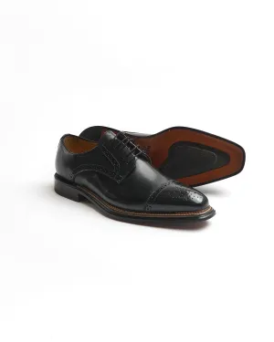 Black Calf Brogued Cap Toe Derby Dress Shoe