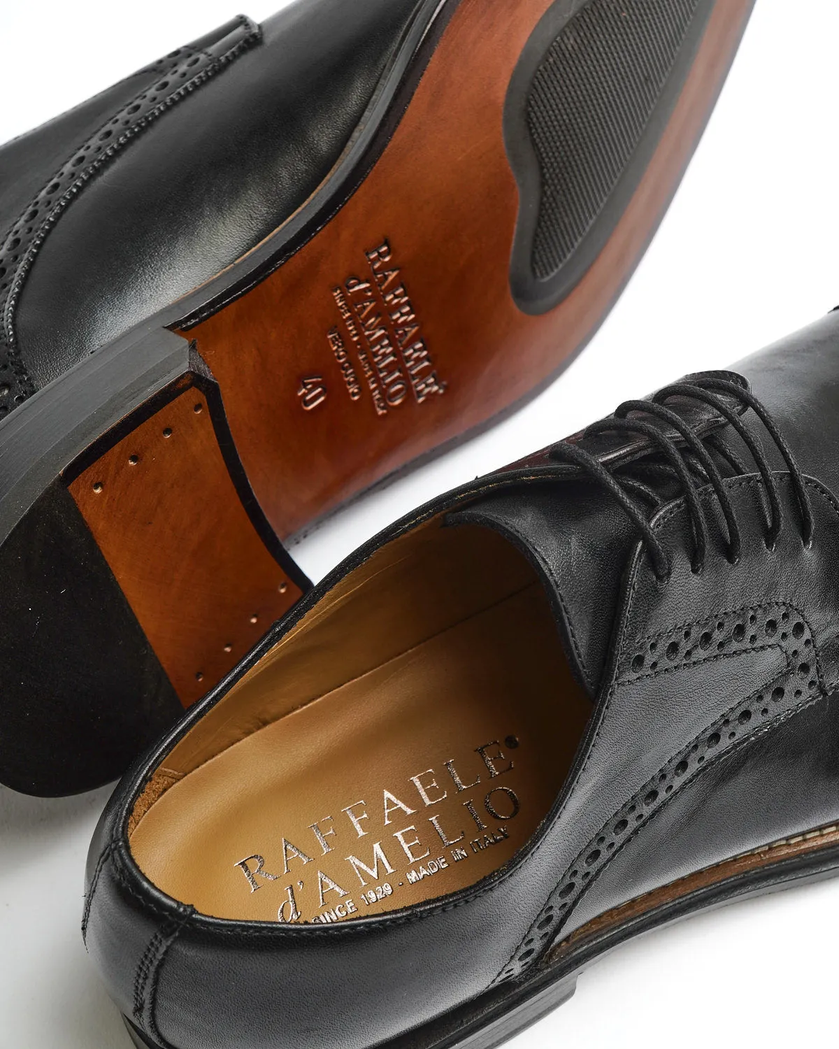 Black Calf Brogued Cap Toe Derby Dress Shoe