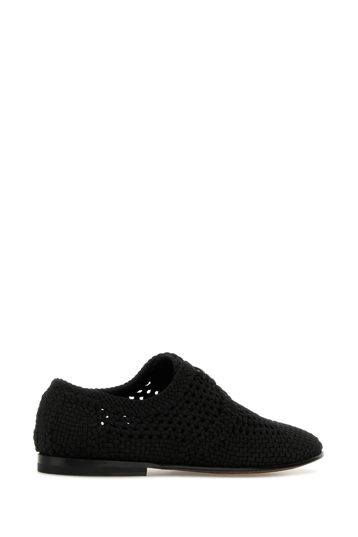Black crochet lace-up shoes