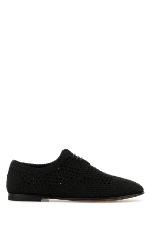 Black crochet lace-up shoes