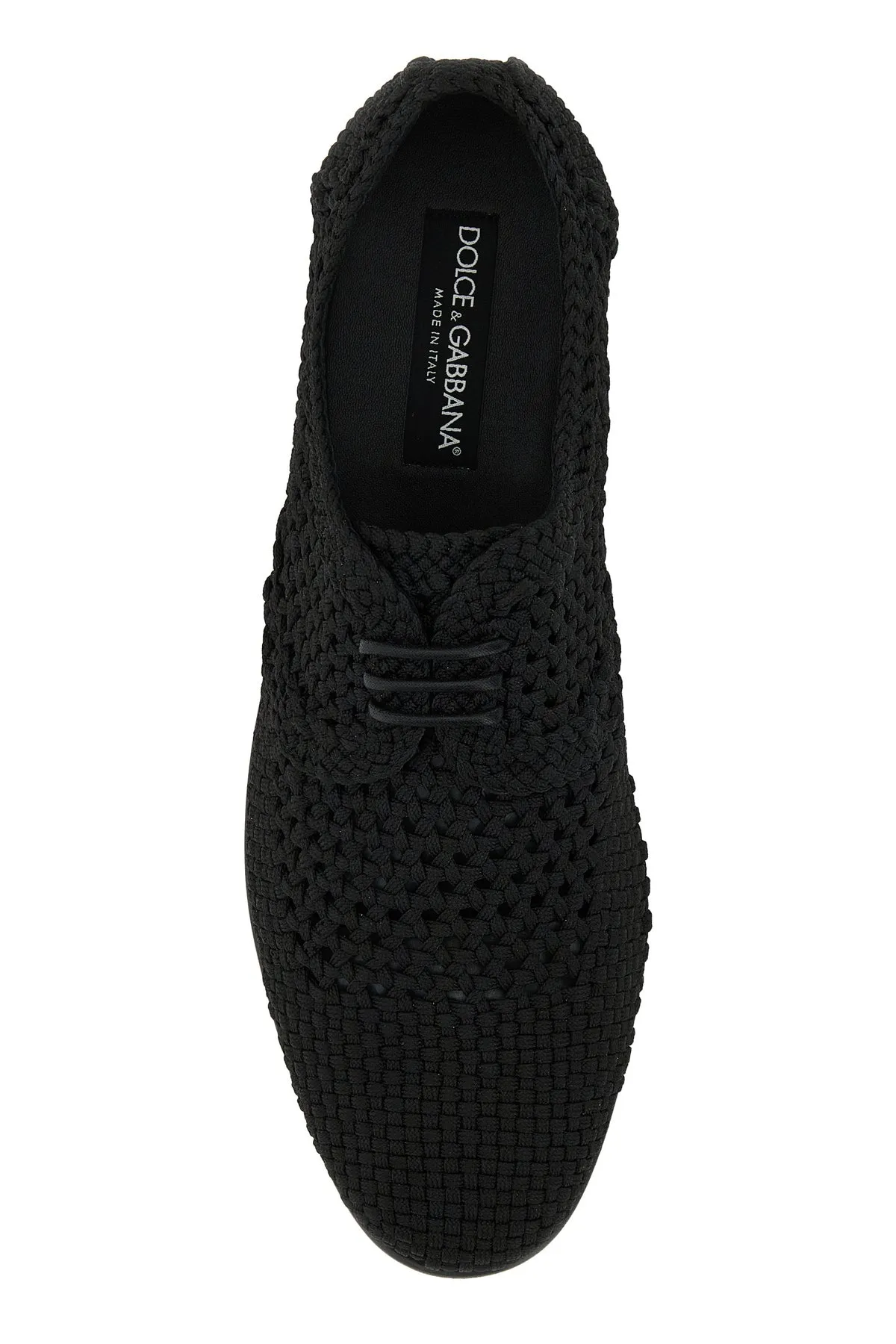 Black crochet lace-up shoes