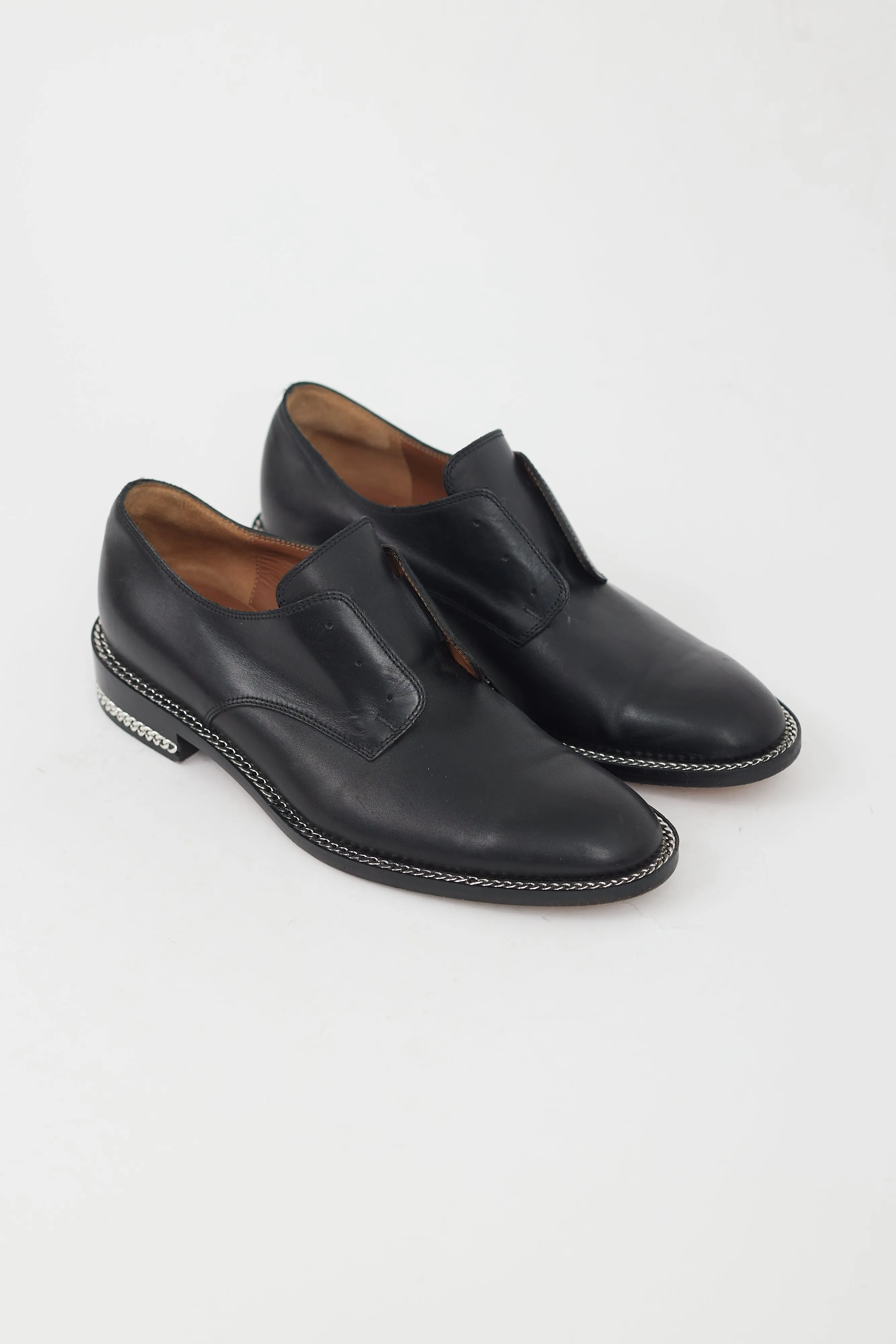 Black Leather Rosanna Chain Derby
