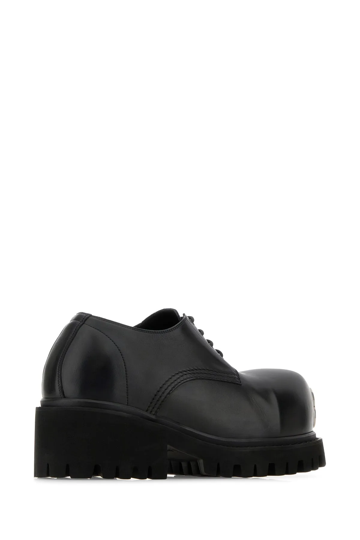 Black leather stomper lace-up shoes