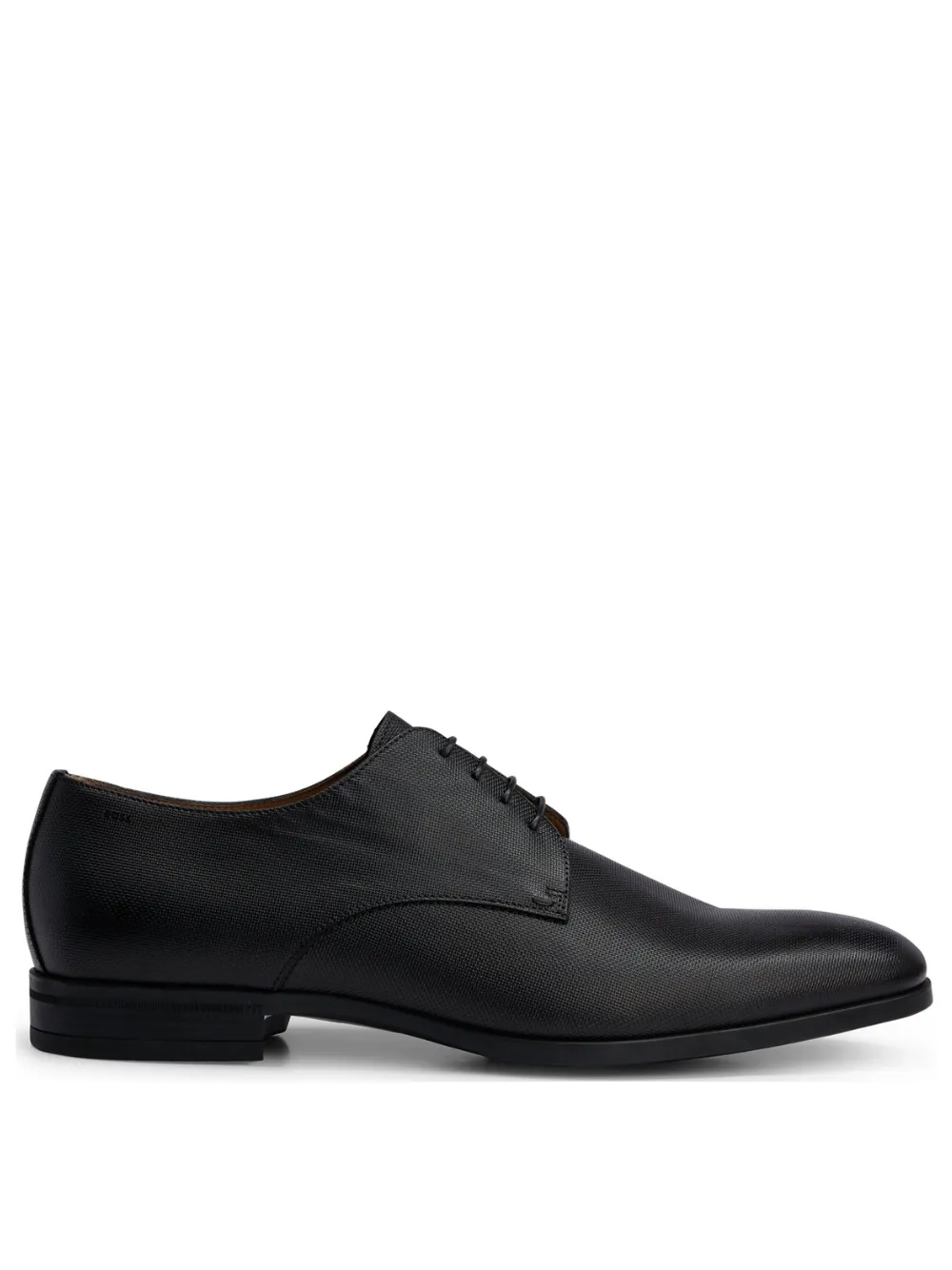 BOSS Embossed Leather Derby Shoes Black