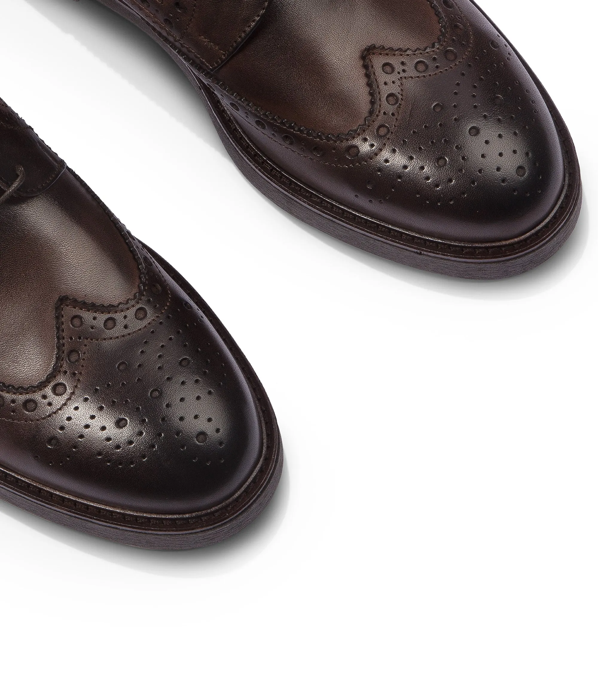 Brown brogue leather derby shoes