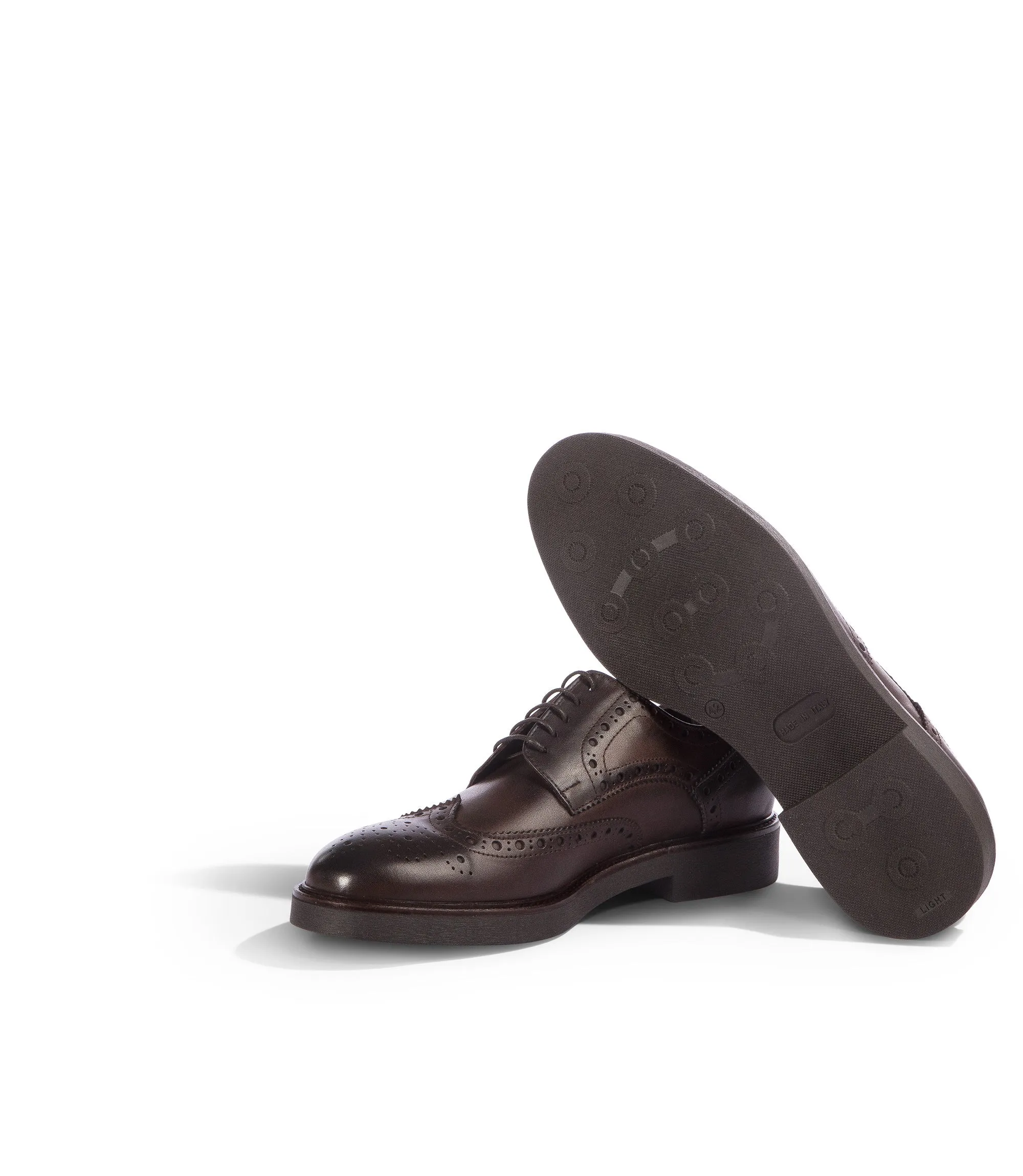 Brown brogue leather derby shoes