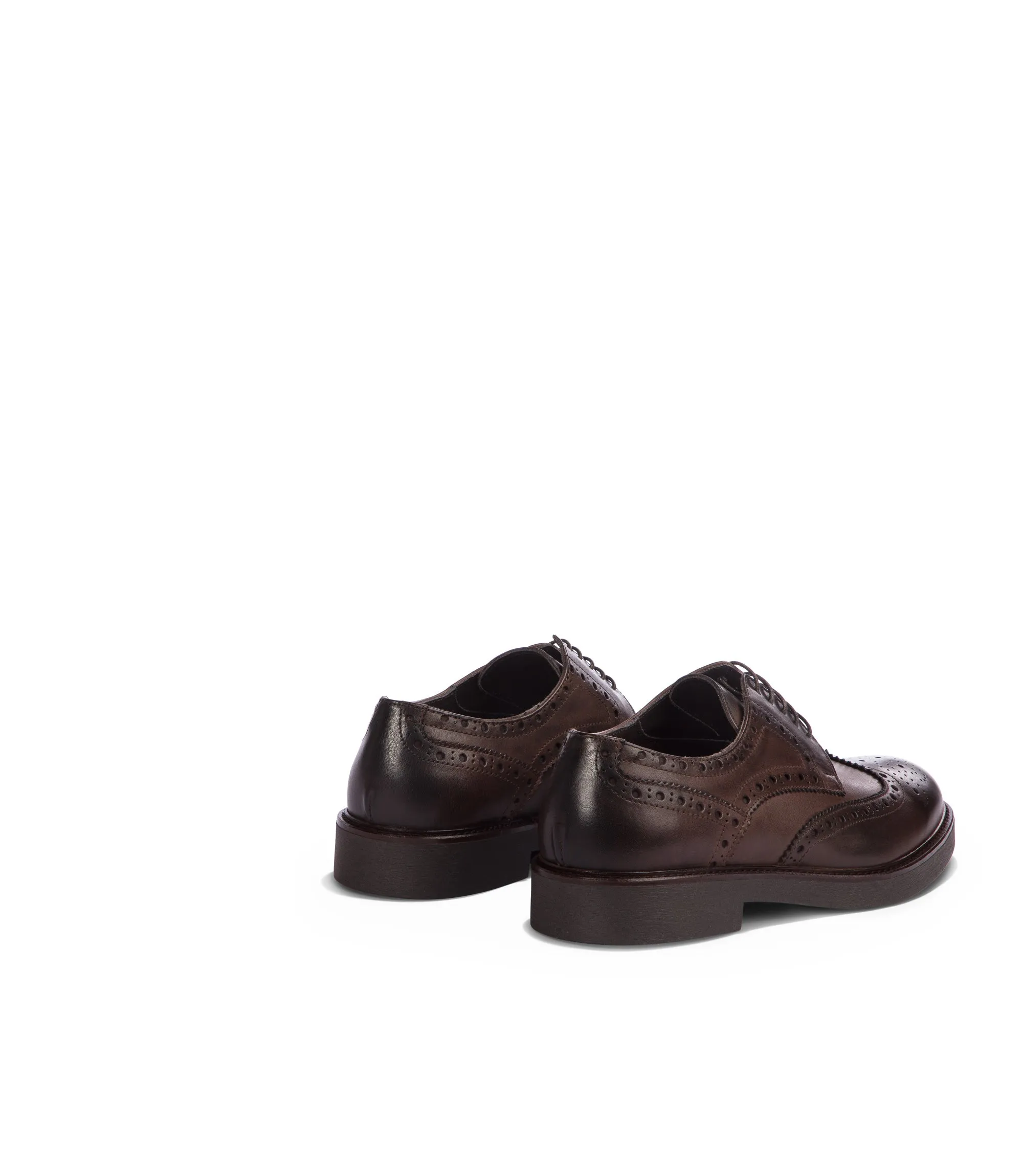 Brown brogue leather derby shoes