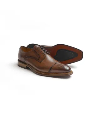 Brown Calf Brogued Cap Toe Derby Dress Shoe