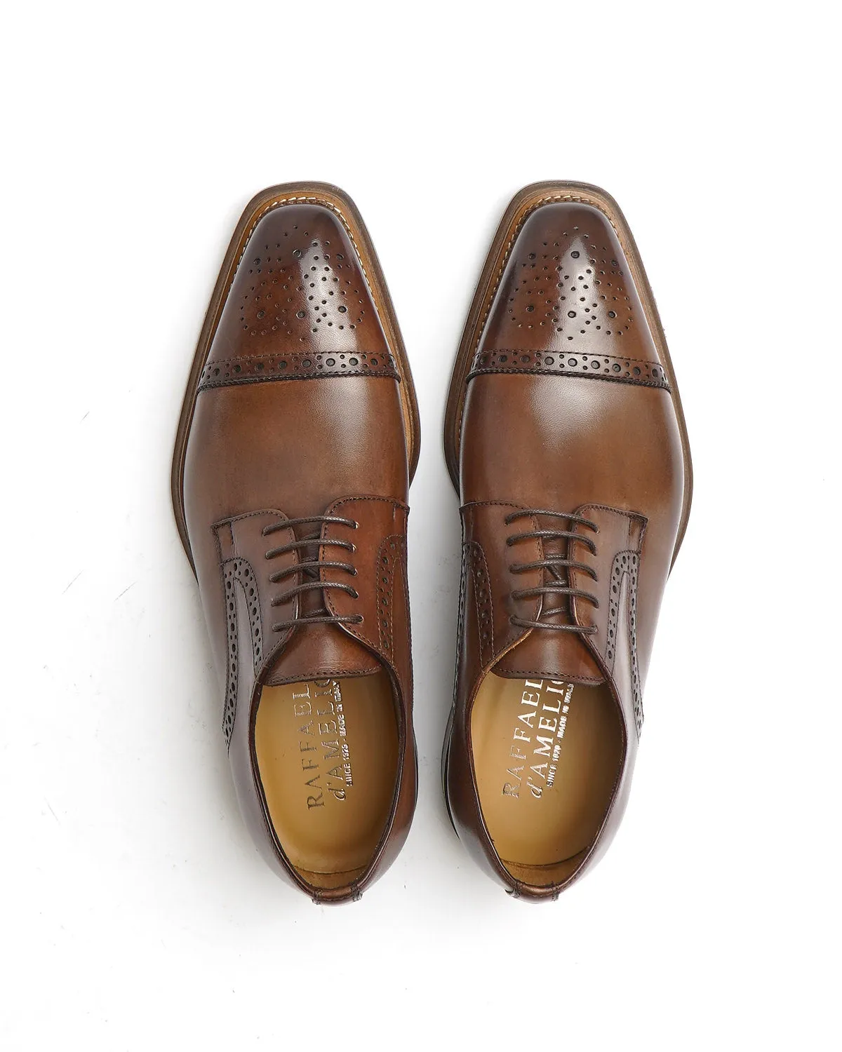 Brown Calf Brogued Cap Toe Derby Dress Shoe