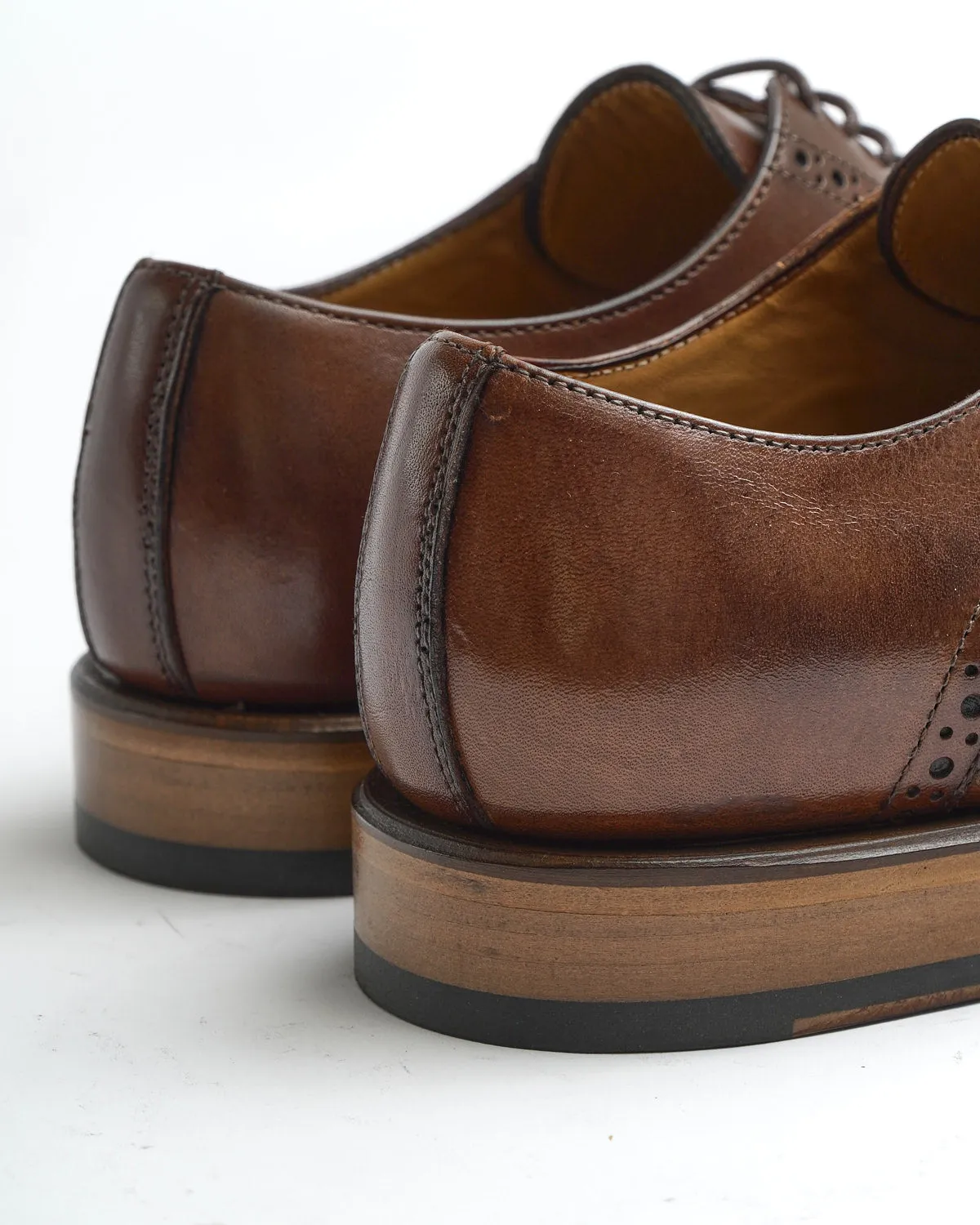 Brown Calf Brogued Cap Toe Derby Dress Shoe