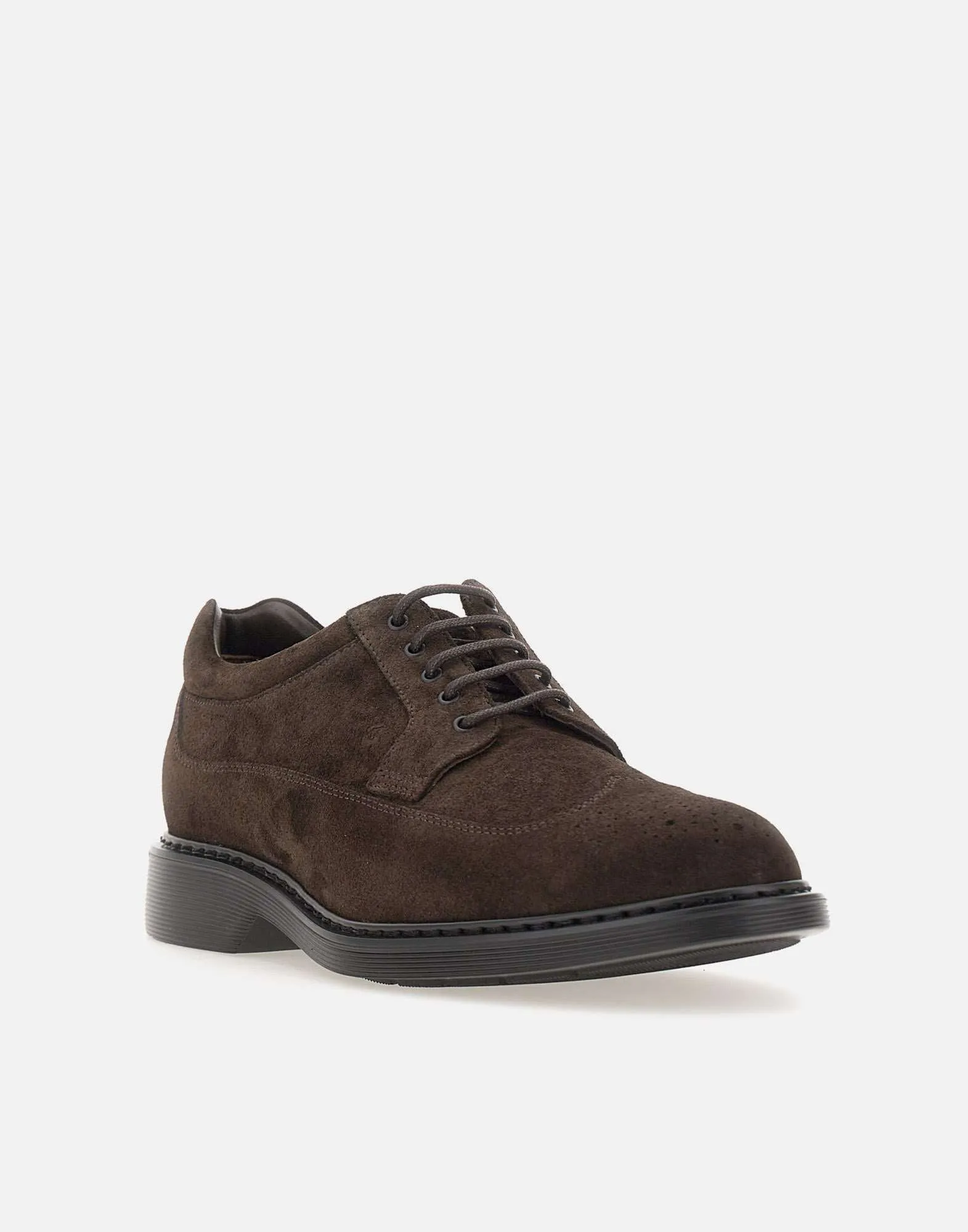Brown Suede Lace-Up Derby Shoes