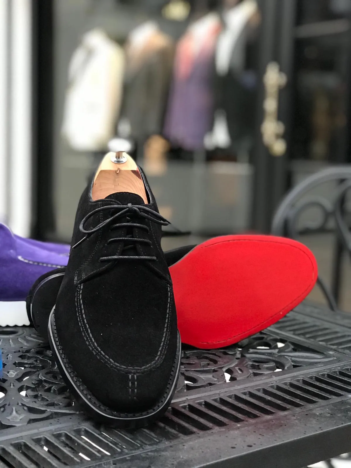 Buy Handmade Black Suede Leather Derby Shoes by GentWith.com