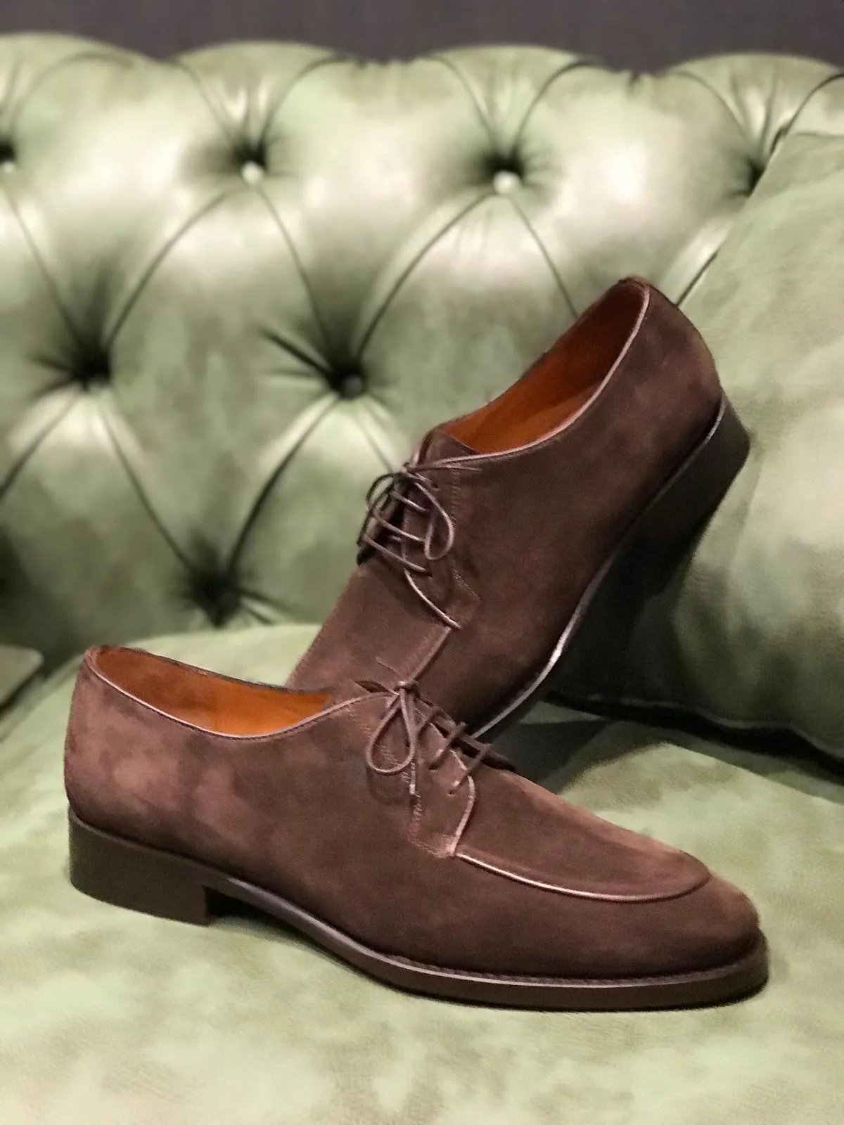 Buy Handmade Brown Suede Leather Derby Shoes by GentWith.com