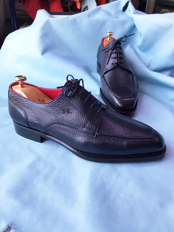 Buy Navy blue Genuine Leather Derby Shoes by GentWith.com