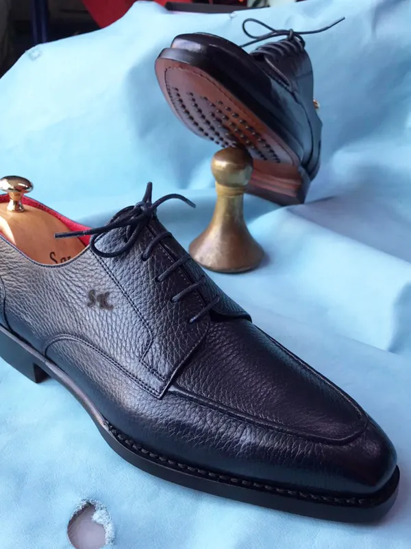 Buy Navy blue Genuine Leather Derby Shoes by GentWith.com