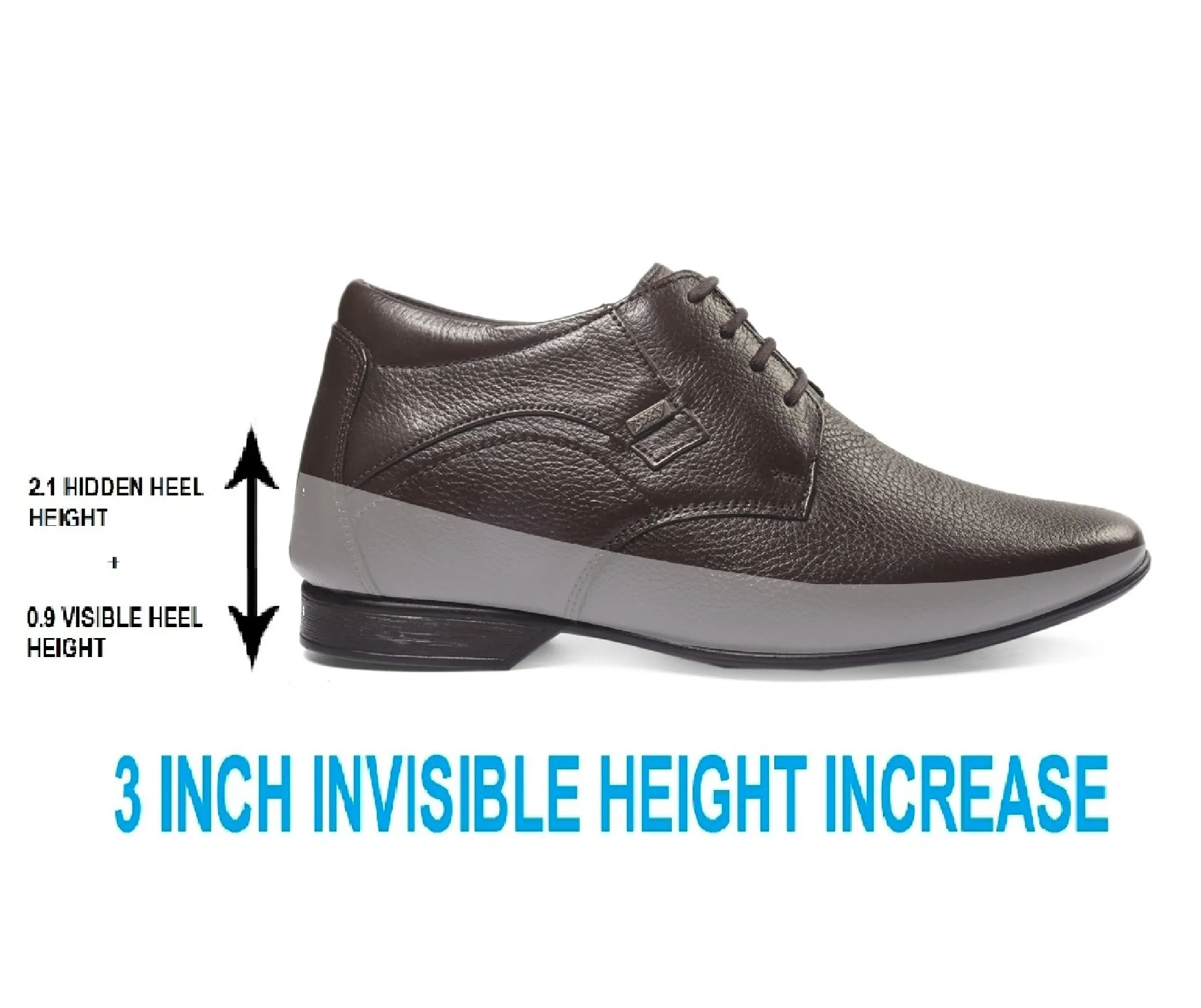 BXXY 3 Inch Elevator Formal Faux Leather Derby Shoes For Men