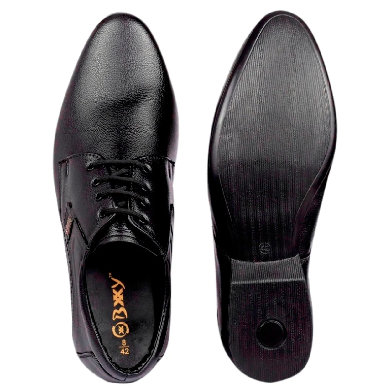 BXXY 3 Inch Elevator Formal Faux Leather Derby Shoes For Men