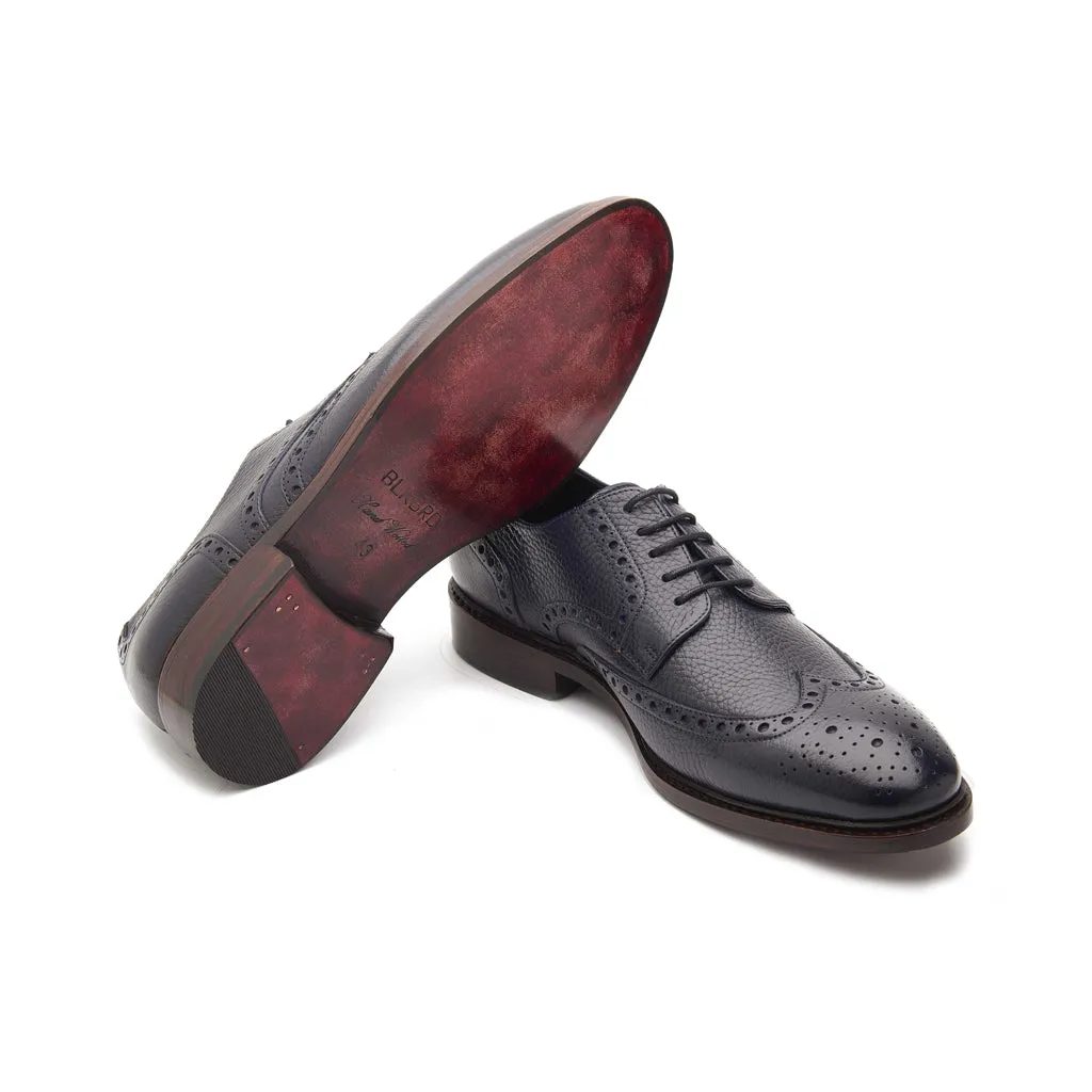 Carl-X, Wingtip Derby - Navy Milled | Hand Welted Contemporary Classics