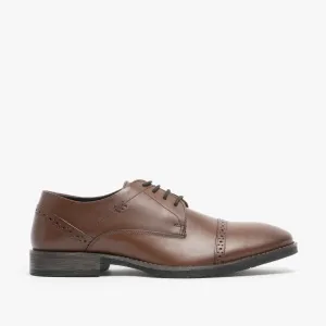 CRAIG LUGANDA Mens Leather Derby Shoes Brown