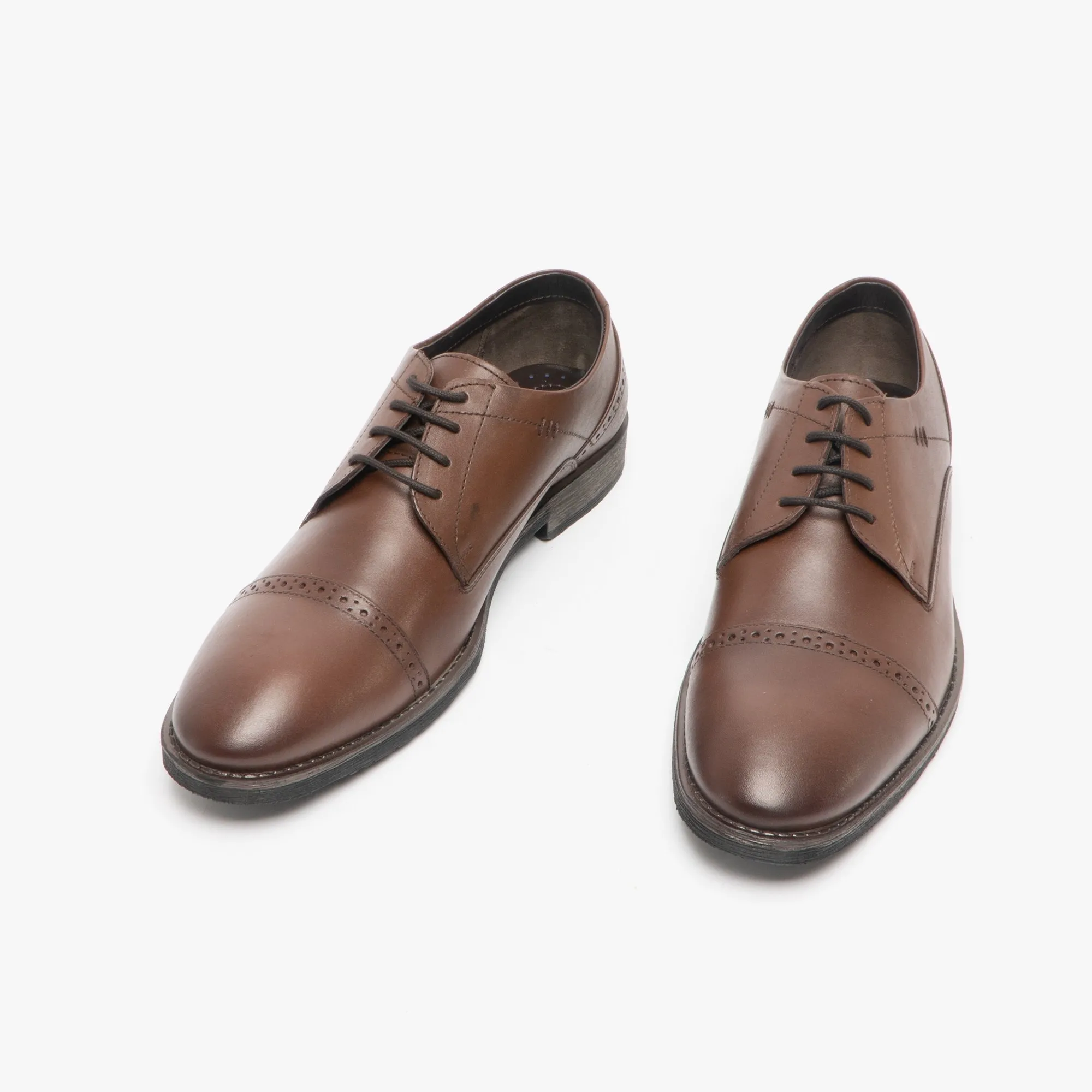 CRAIG LUGANDA Mens Leather Derby Shoes Brown