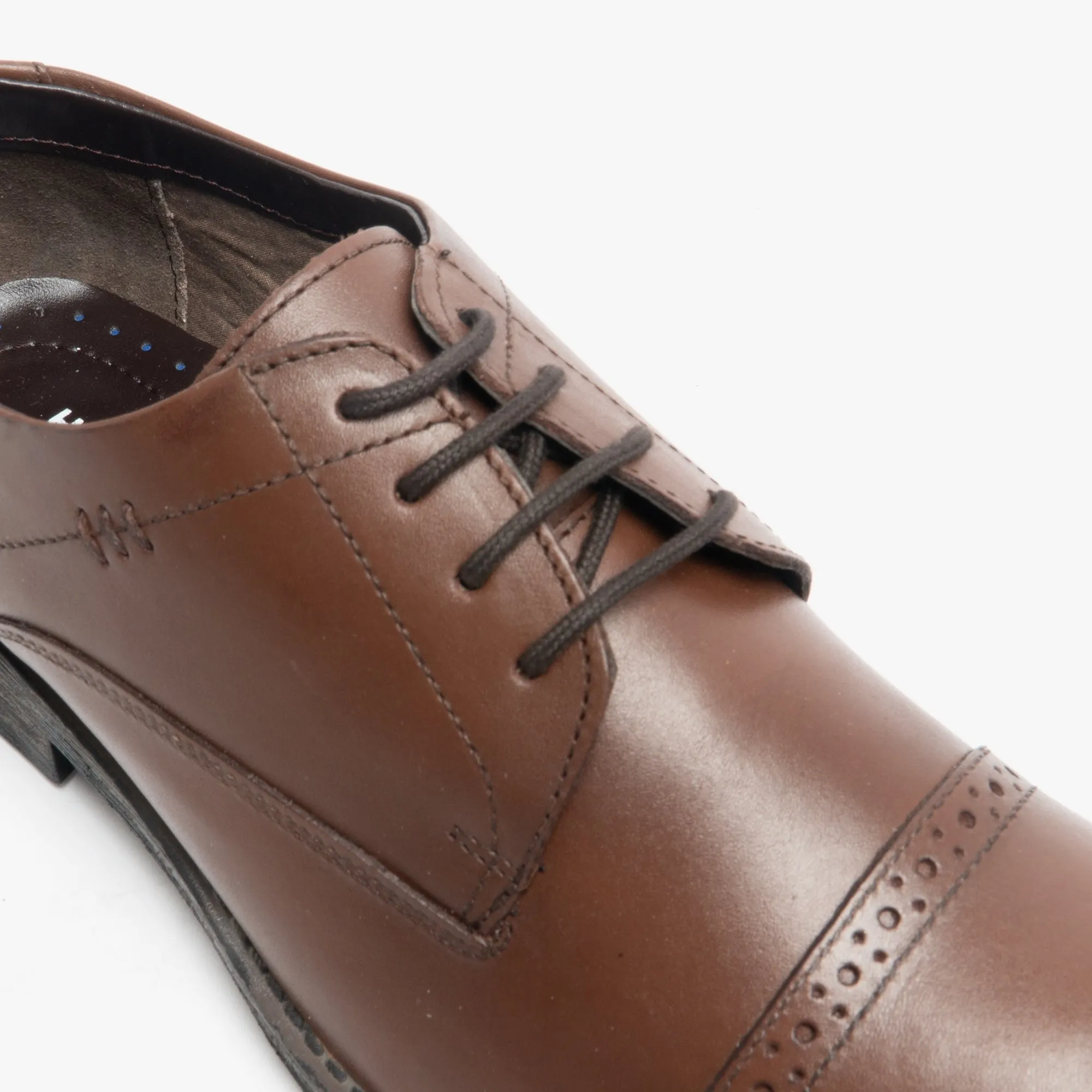 CRAIG LUGANDA Mens Leather Derby Shoes Brown