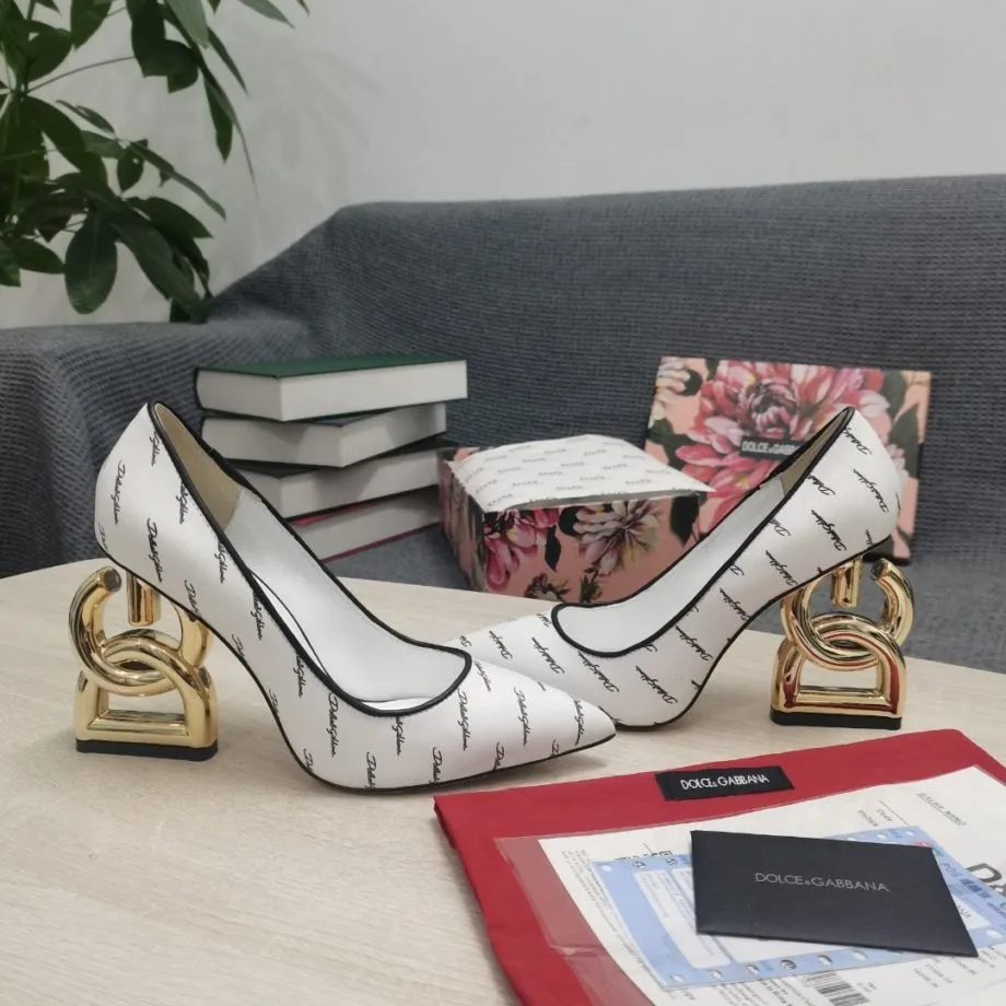 DolGa Patent Pumps With 3.5 Heel White For Women DG Shoes