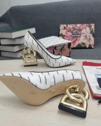 DolGa Patent Pumps With 3.5 Heel White For Women DG Shoes