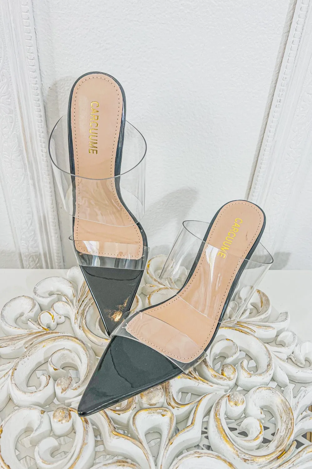 Double Clear Straps Pointy High Heels