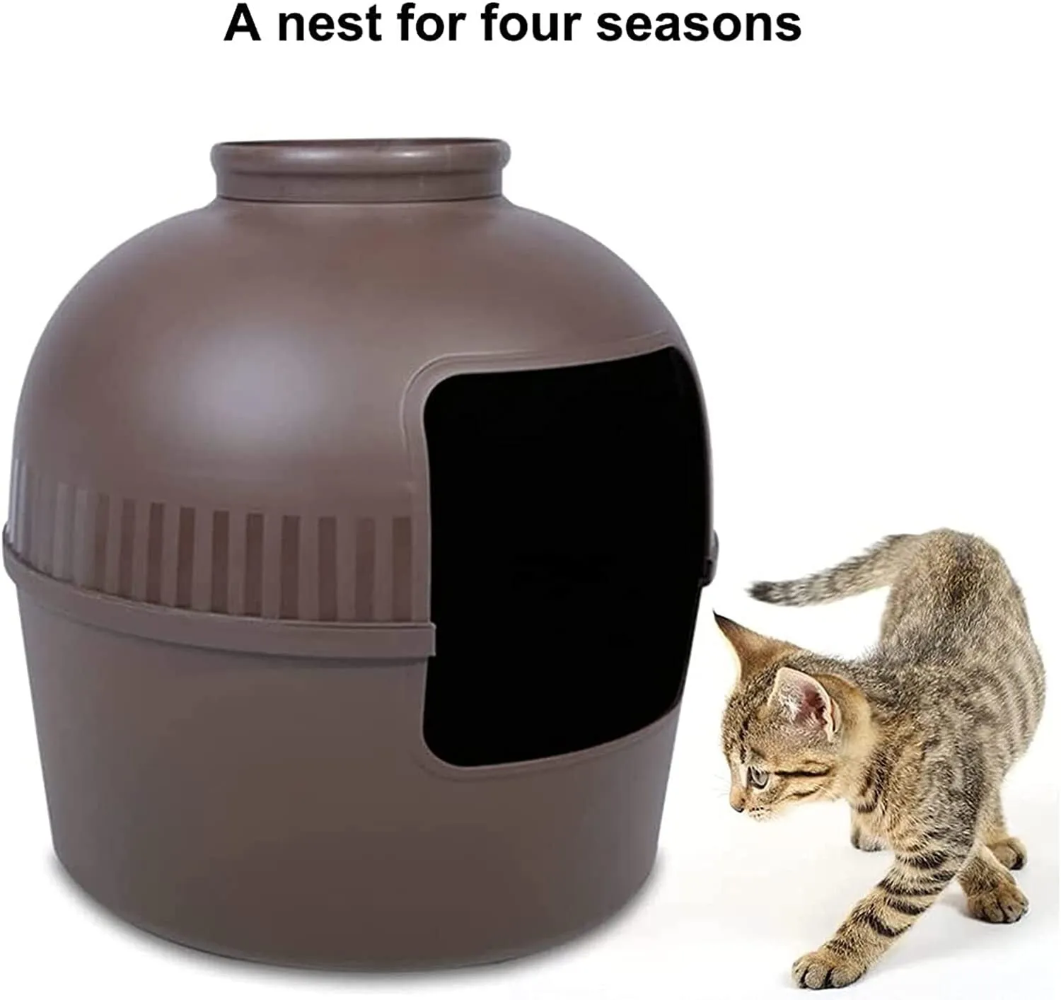 Durable Semi-Enclosed Cat House Litter Box, Large Opening - YES4PETS