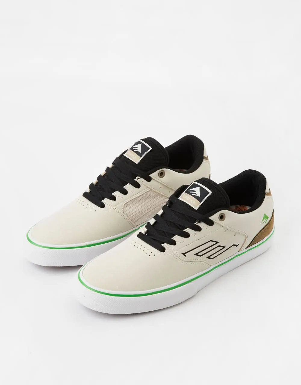 Emerica The Low Vulc Skate Shoes - Tan/Green