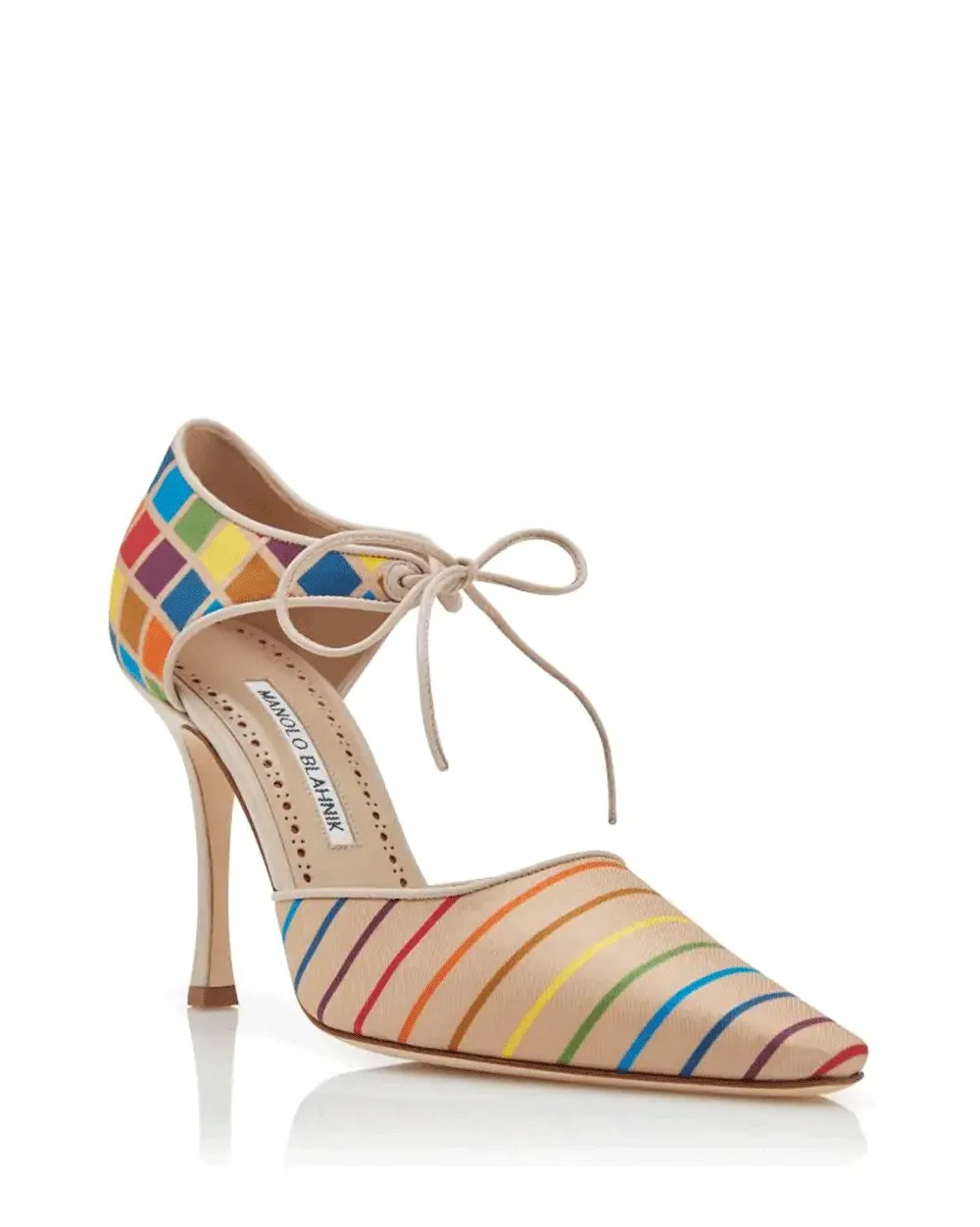 Estho Silk Ankle-Tie Pump in Multicolor