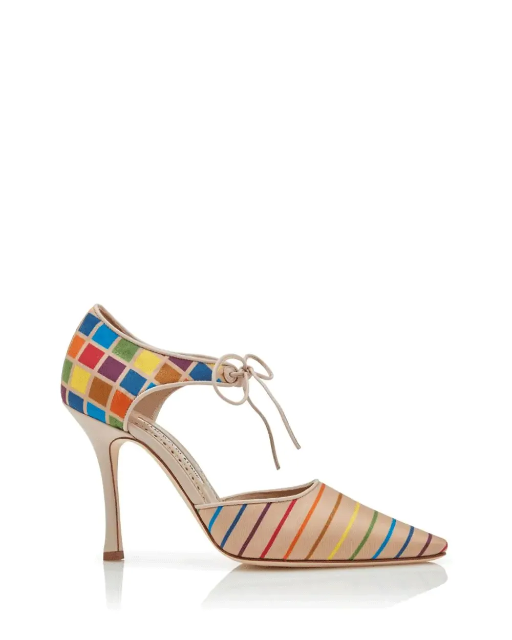 Estho Silk Ankle-Tie Pump in Multicolor