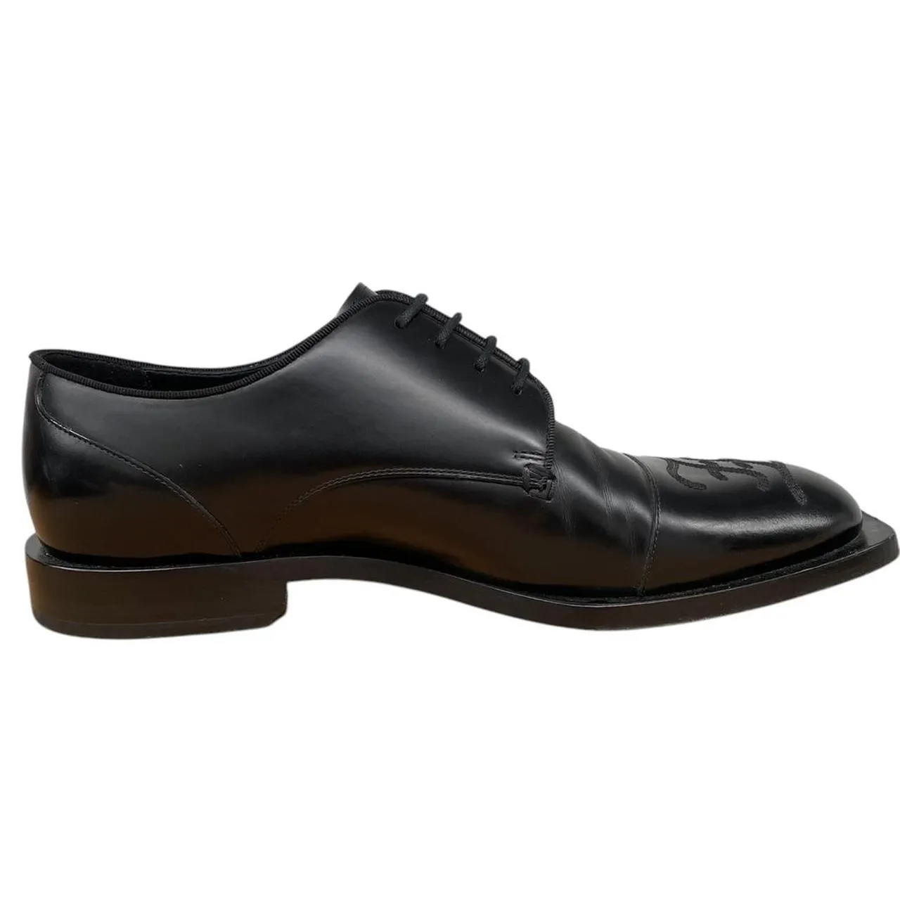 Fendi Calligraphy Leather Derby Shoes Uk 9