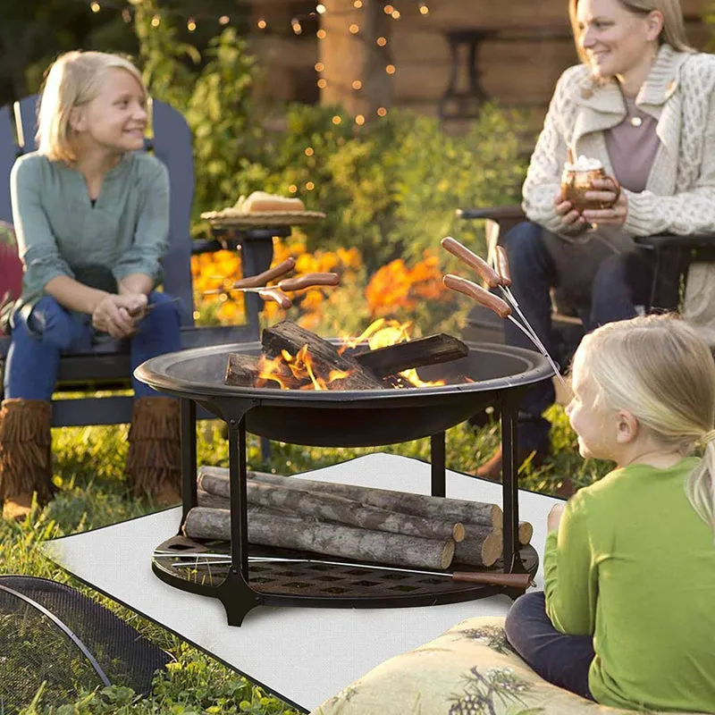 Fire Pit Square Mat for Wood Burner Fireproof Pad Deck Protector