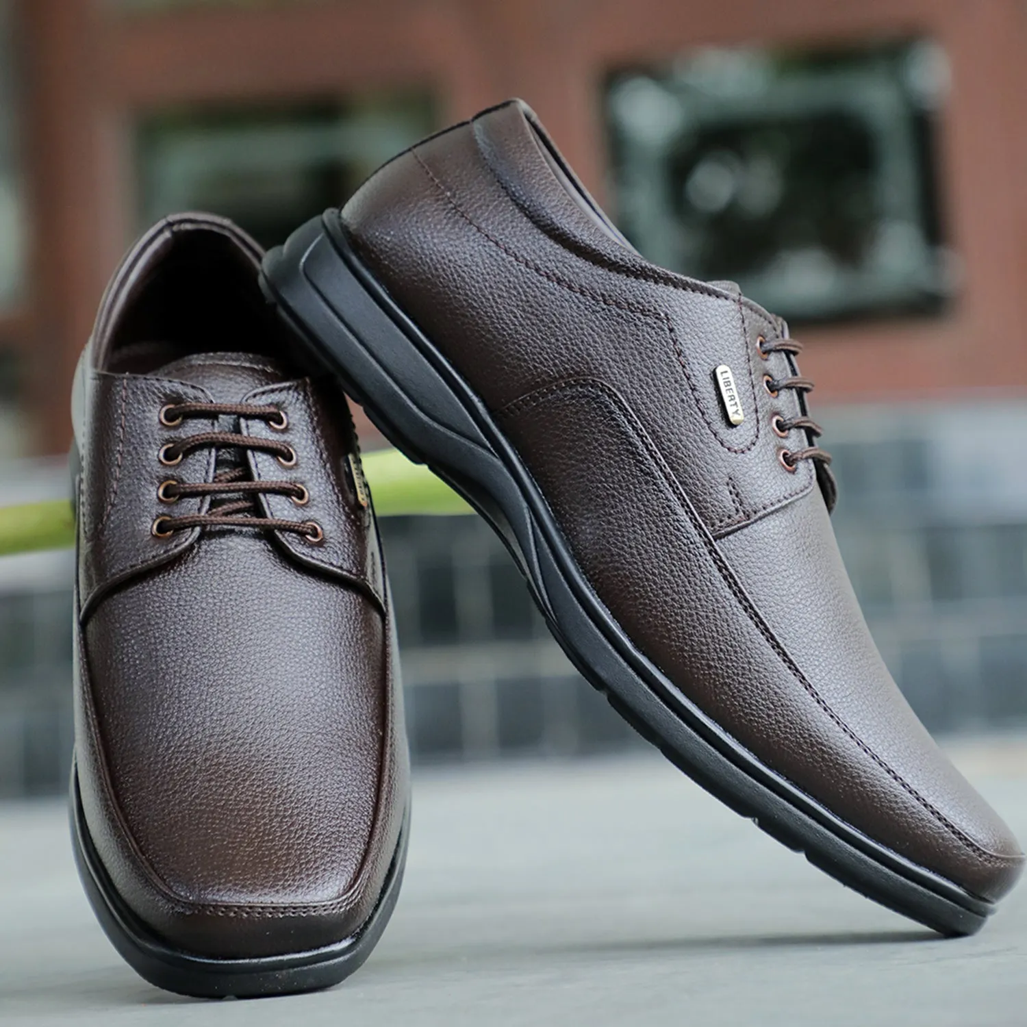 Fortune Brown Formal Lacing Derby Shoes For Men HOL-131E By Liberty