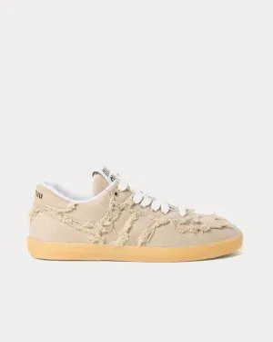 Frayed Denim Colonial Beige Low Top Sneakers