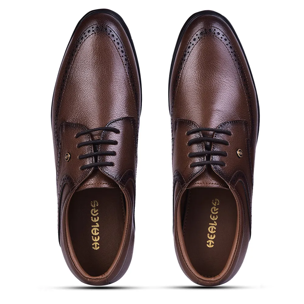 Healers Brown Formal Lacing Derby Shoes For Men U993-12 By Liberty