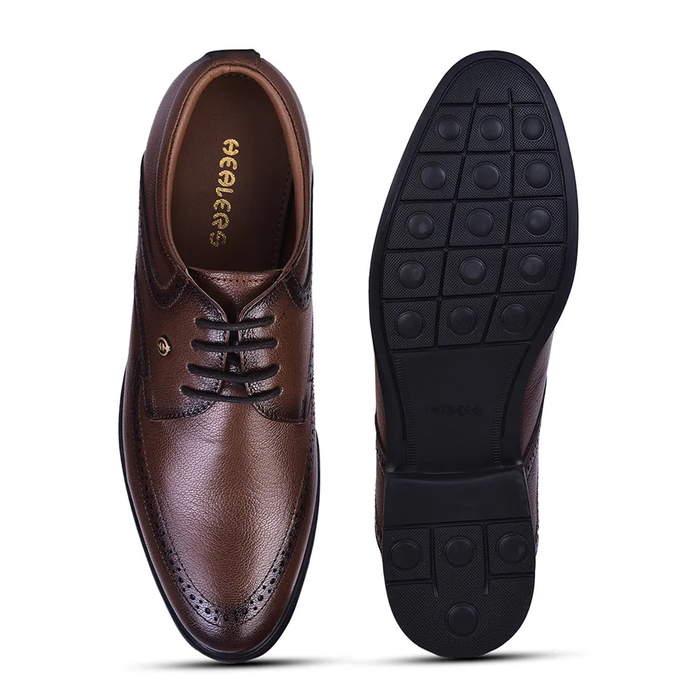 Healers Brown Formal Lacing Derby Shoes For Men U993-12 By Liberty