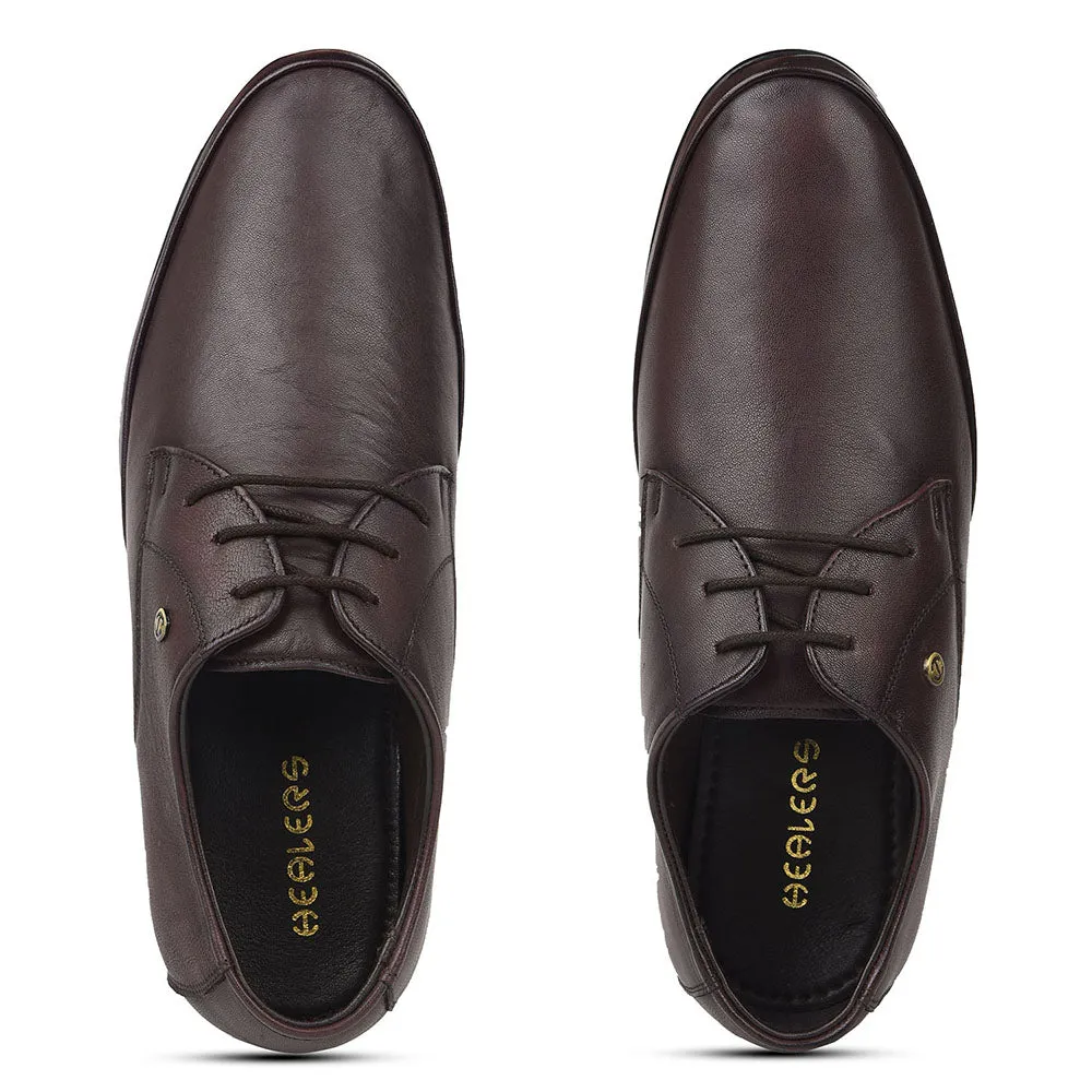 Healers Brown Formal Lacing Derby Shoes For Mens J757-02 By Liberty