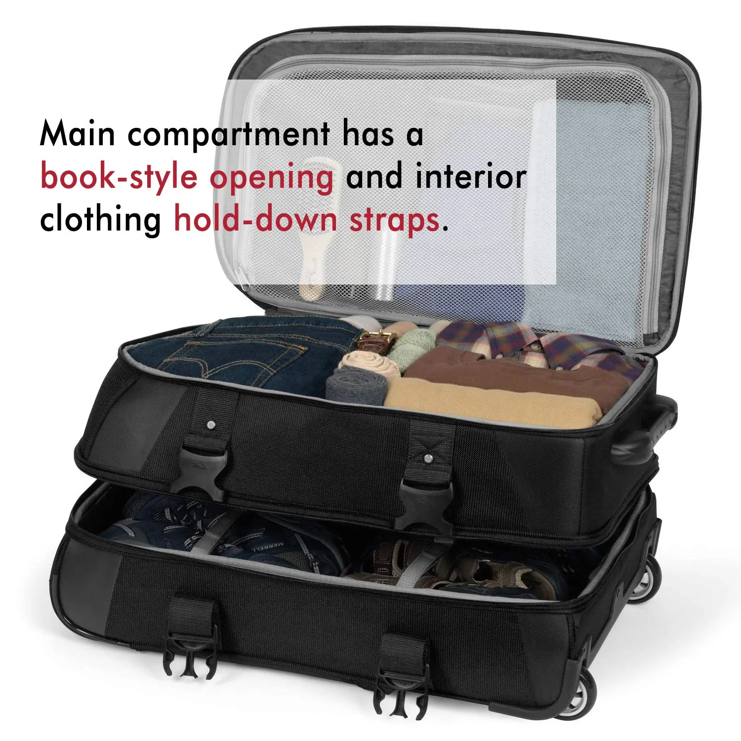 High Sierra 57019-1041 AT7 Rolling Upright Duffel Bag, Black, 26-Inch